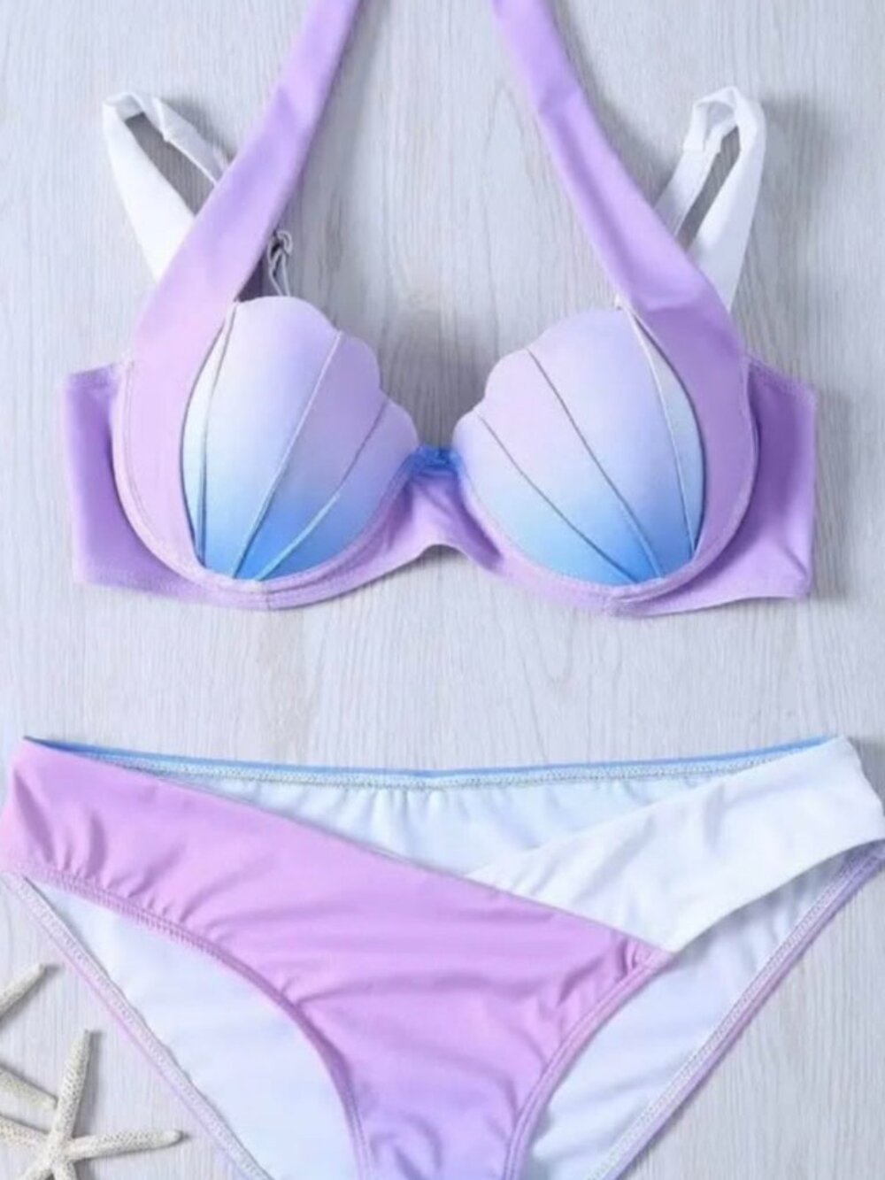 NNew Pastel Mermaid Shell Bikini Set Size S Runs Small